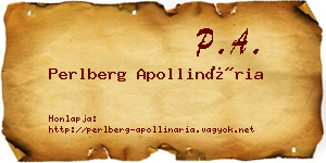 Perlberg Apollinária névjegykártya